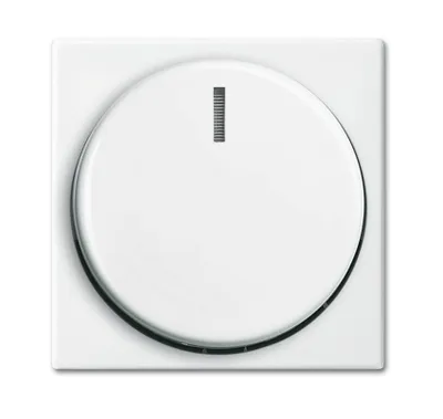 Produktbild von Busch-Jaeger Zentralscheibe, 2115-914, für Dimmer, mit Drehknopf und Glimmlampe, alpinweiß, 1 Stk.