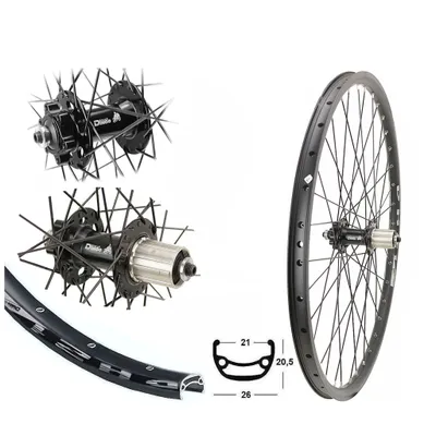 Produktbild von Bärwinkels Hinterrad 26 Zoll Disc Industrielager (21-559) 8-10 fach Kassette 6 Loch, geöst