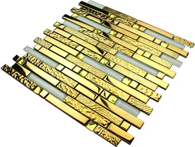 Immagine prodotto di Piastrella d'oro, mosaico di vetro dorato "GOLD CRYSTAL 3", mosaico di cristallo dorato, piastrella da parete dorata moderna