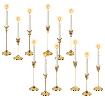 Productafbeelding van Set van 12 Gouden Kaarsenhouders voor Decoratie
