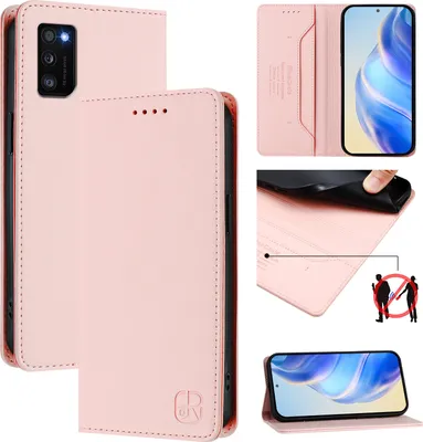 Obrázek produktu pro Kožené pouzdro pro Samsung Galaxy A41, flipové pouzdro s přihrádkami na karty, peněženkou a stojánkem Růžový