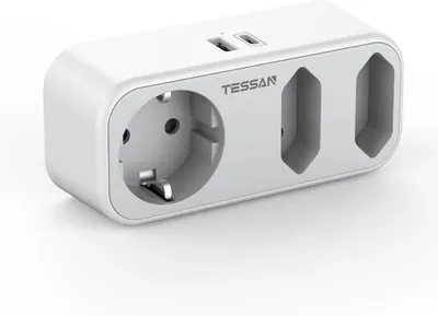 Image de Prise USB C Tessan 5 en 1 avec 2 ports USB et 1 prise AC, compacte et polyvalente