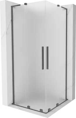 Produktbild von Mexen Velar L Duo Duschkabine Schiebetür 90 x 90 cm, mattiert, Gun Metal - 871-090-090-02-33-95
