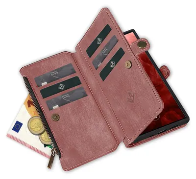 Produktbild von Handy Hülle für Samsung Galaxy S25 Ultra Geldbeutel Geldbörse RFID Schutz Klapphülle Cover Schutzhülle Wallet Farbe: Rosa