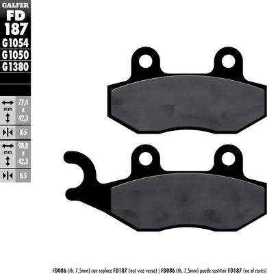 Produktbild von Galfer Bremsbeläge Set FD187G1054 & FD200G1054 Semi-Metall vorne & hinten kompatibel mit