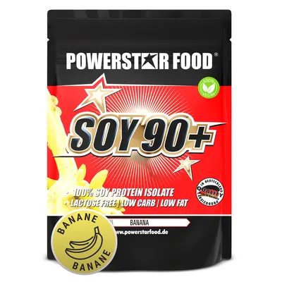 Produktbild von Powerstar SOY 90+ | 1kg Soja-Protein-Isolat | Gentechnisch unverändert & GMO-frei | Veganes Eiweiß-Pulver zum Muskelaufbau | Banana