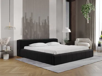 Produktbild von GRAINGOLD Polsterbett Lipari 180x200 - Polsterbett mit Bettkasten - Doppelbett mit Lattenrost - Schwarz (Salvador 19)