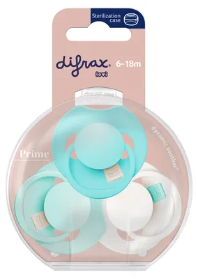 Produktbild von Difrax Prime Tutti Frutti Schnuller - 6-18 Monate - 3 Stück - Aqua Green | Difrax