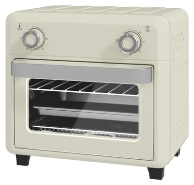 Produktbild von 10L Heißluft-Ofen zum Grillen, Backen und Frittieren, Timer, 1000W, Spülmaschinenfest, Cremeweiß