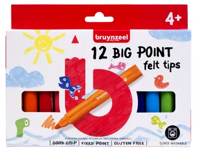 Produktbild von Bruynzeel - Filzstift für Kinder, große Spitze, Blisterpackung mit 12 Farben