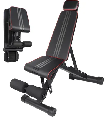 Image de Banc d'haltères pour la maison - Banc d'entraînement pliable et réglable - 7 positions : banc incliné et banc décliné - Avec repose-tête - Entraînement de musculation pour tout le corps - Noir