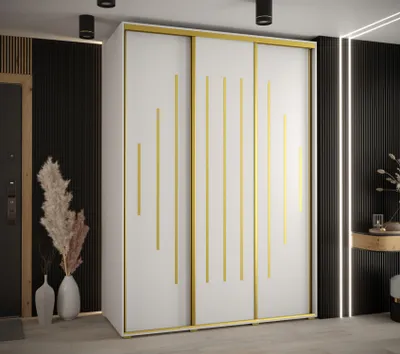 Produktbild von Kleiderschrank YVONA 12 – 180/60 cm, weiß/gold