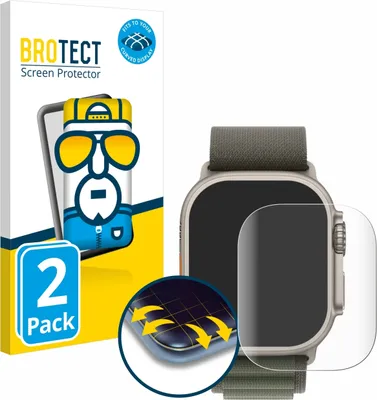 Produktbild von 2x BROTECT Fullscreen Schutzfolie für Apple Watch Ultra (49 mm) Displayschutz Folie Fullcover Klar Transparent