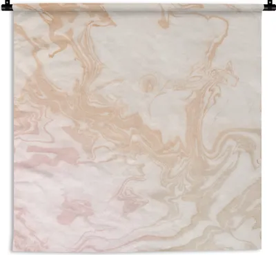 Produktbild von MuchoWow® Wandteppich Wandbehang Marmor - Rosa - Weiß 90x90 cm Tapisserie Dekoration Wandtuch - Wandaufhänger