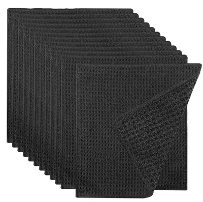 Produktbild von Mikrofasertuch Geschirrtuch Putztuch - 20 x 20 cm - Schwarz - 12 Stück - Für Küche und Bad