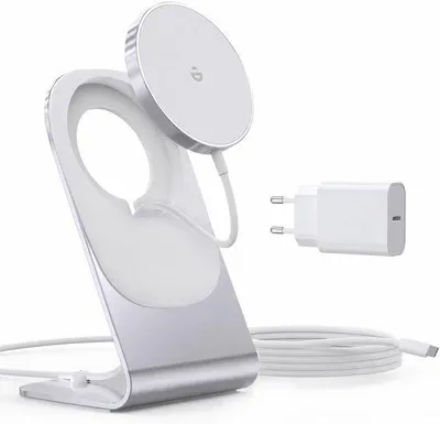 Zdjęcie produktu dla Bezprzewodowa ładowarka, indukcyjna stacja ładowania, magnetyczna ładowarka indukcyjna, szybka bezprzewodowa ładowarka, kompatybilna z iPhone 12/13/14/15/16/17