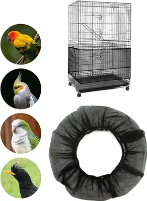 Productafbeelding van Famanu vogelkooi-afdekking, verstelbaar - universeel - zwart - 37 x 220 cm