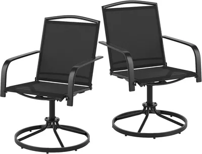 Produktbild von KOMFOTTEU Set mit 2 um 360° drehbaren Stühlen, Outdoor-Schaukelstuhl mit Armlehnen, hohe Rückenlehne und atmungsaktiver Sitz, Schaukelsessel für Garten, Pool, Balkon, Hof (schwarz)