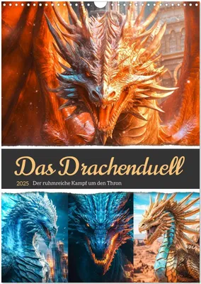 Produktbild von Das Drachenduell (Wandkalender 2025 DIN A3 hoch), CALVENDO Monatskalender