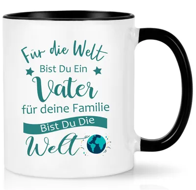 Kaffeebecher mit Spruch für Papa, 320 ml, Schwarz