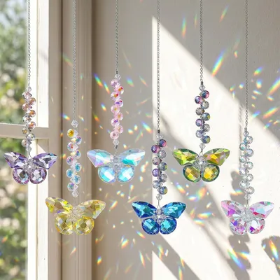 Zdjęcie produktu dla Łapacz słońca 6 szt., 28,5 cm, motyl, kryształ górski, do okna
