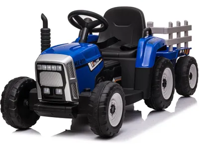 Produktbild von Elektrischer Kindertraktor mit Anhaenger - Kinder Elektroauto - 12V - mit Fernbedienung - Blau