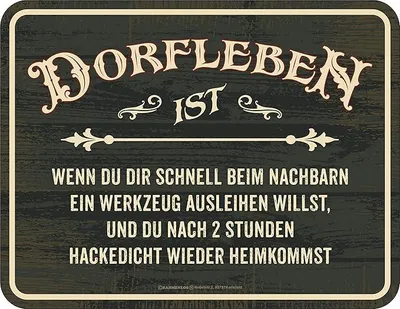 Produktbild von Rahmenlos | Deko Blechschild für Dorfkinder - Dorfleben Heimkommst