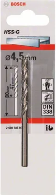 Zdjęcie produktu dla Wiertło do metalu HSS-G, DIN 338, 4,5 x 47 x 80 mm, opakowanie 1 szt