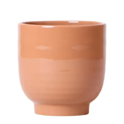 Produktbild von Kolibri Home | Glasierter Blumentopf - Cognacfarbener Keramik-Dekotopf mit Glanz - Ø12cm