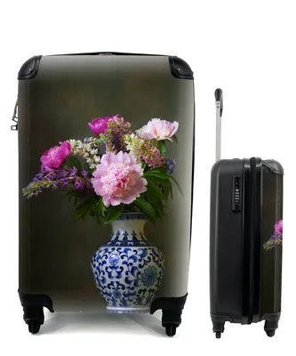 Produktbild von MuchoWow® Koffer Handgepäck Trolley Rollkoffer Kleine Reisekoffer mit 4 Rollen - Stilleben - Pfingstrosen - Farben - Cabin Size < 55x40x23 cm & 55x40x20 cm - Fotokoffer - Kabinenkoffer - Boardgepäck - Reise-Box - Reisekoffer - Reisegepäck - Koffer mit Bild - Trolley für Kinder