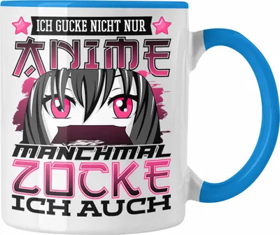 Produktbild von Trendation - Anime und Zocken Tasse Geschenk Mädchen Anime-Fans Gamergirl Spruch (Blau)