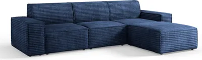 Obrázek produktu pro Rohová sedací souprava Chicago 290 cm - Sedací souprava s prémiovou látkou - Designová rohová sedací souprava, manšestrová látka, rohová sedací souprava ve tvaru L, pravá (tmavě modrá - Tilia 77)