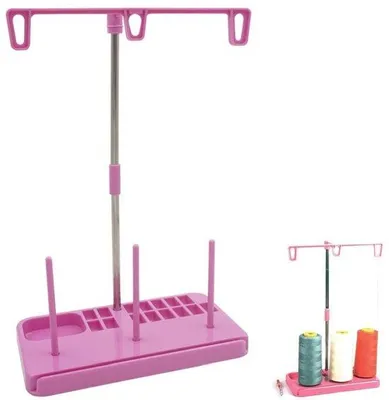 Immagine prodotto di Portabobine per macchina da cucire - Adatto per 3 bobine - Rosa - Per principianti e adulti - Previene l'accumulo di filo - 20,7 x 11,5 x 30,7 cm