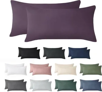 Obrázek produktu pro Ibenzoa® Sada 2 kusů povlaků na polštáře, 50 x 70 cm, 100% prémiová bavlna, fialová barva – velmi měkká a s nenápadným zipem