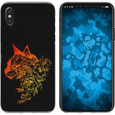 Produktbild von PhoneNatic Case kompatibel mit Apple iPhone X / XS Silikon-Hülle Floral Katze M2-2