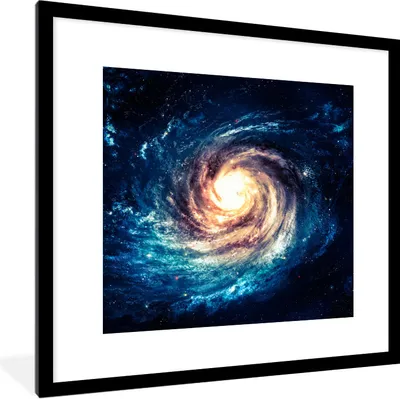 Produktbild von MuchoWow® Gerahmtes Poster Sterne - Weltraum - Blau 40x40 cm - Poster mit Schwarzem Bilderrahmen Wandposter Rahmen Foto Bilder - Poster - Plakat im Rahmen