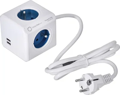 Obrázek produktu pro Allocacoc 2402BL/FREUPC, 1,5 m, Vnitřní, Typ E, Modrá, Bílá, CE, KEMA FR, 4 AC zásuvky / AC zásuvek