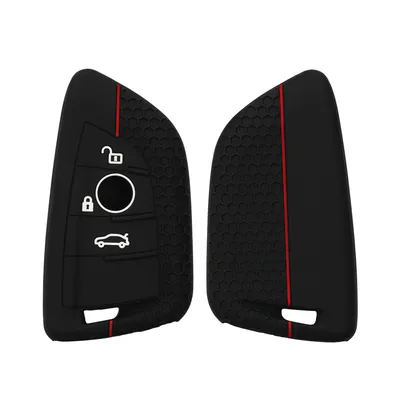 Produktbild von kwmobile Autoschlüssel Schutzhülle kompatibel mit BMW 3-Tasten Smart Key Autoschlüssel Hülle - Schlüsselhülle aus Silikon - in Schwarz Rot