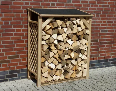 Produktbild von Kaminholzregal 'Speyer', natur, Maße: B 119,5 x T 68 x H 148 cm mit Dachpappe