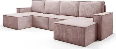 Produktbild von BETTSO klassisch Kord ORTO gepolstert U Ecksofa Rosa