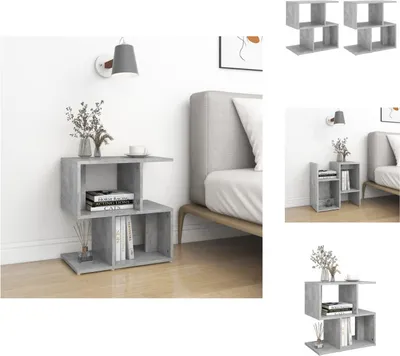 Image de vidaXL Tables de chevet 2 pcs. Gris béton 50x30x51,5 cm Bois composite - Tables de chevet