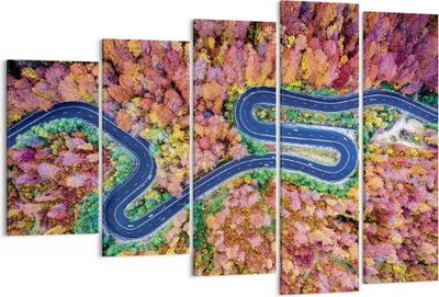 Produktbild von Bild auf Leinwand - Leinwandbild - 5 Teile - Kurvenreich Weg Wald - 150x100cm - Wand Bild - Wanddeko - Wandbilder - Leinwanddruck - Bilder - Wanddekoration - Leinwand bilder - EG150x100-4291