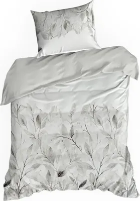 Produktbild von EUROFIRANY | Bettbezug Set - Bettgarnitur - 140 x 200 cm - weiß grau - Bettwäsche - 100% Baumwolle - Blätter