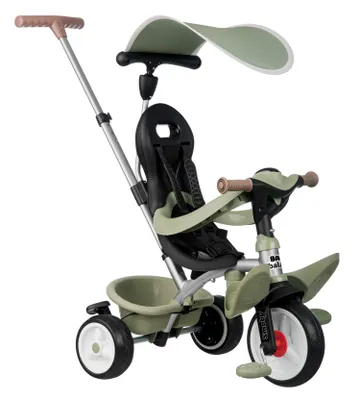 Immagine prodotto di Smoby Triciclo Baby Balade Verde - Triciclo per bambini che cresce con il bambino, dotato di maniglia di spinta, sedile con cintura di sicurezza, adatto a partire dai 10 mesi