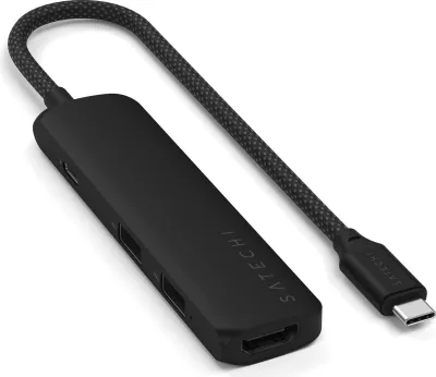 Image de Satechi USB-C 4-in-1 Slim multiport adapter (4K) – Entrée USB-C 3.2 Gen 2 – 1 x HDMI (4K à 60Hz) – Power Delivery jusqu'à 100W en entrée