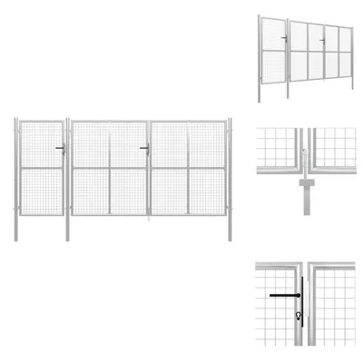 Obrázok produktu pre vidaXL Záhradná brána oceľová 400 x 150 cm strieborná - Záhradné brány