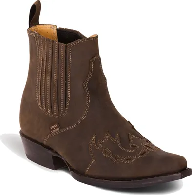 Produktbild von Herren Damen Western Cowboy Biker Leder Stiefelette Boots »WB-37« Braun