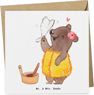 Produktbild von Mr. & Mrs. Panda Glückwunschkarte Saunameisterin Herz - Weiß - Geschenk, faltkarte, Grußkarte, Klappkarte, anlasskarte, doppelkarte
