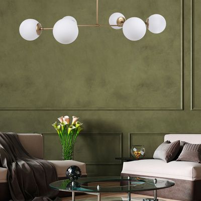 Opviq, Damar , 100 x 58 cm, Kronleuchter, Gelb, Weiß, Metallkörper