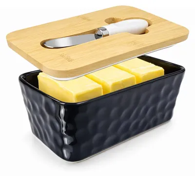 Productafbeelding van Keramisch Botervloot met Houten Deksel en Botermes